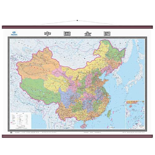 2024年新版 中国地图挂图 全图地图挂图2米x1.5米超大尺寸 双面覆膜高清精装高档办公室会议室墙贴挂图