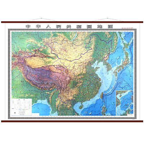 2024年 中国地图挂图 晕渲地形版超大地形挂图2.23*1.75米 办公室会议室背景装饰（1：310万）筒装